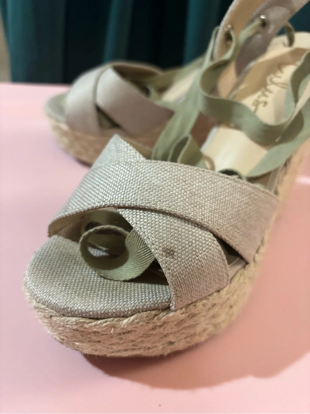 Lulu's Natural Woven Espadrille Wrap Wedge Sandals